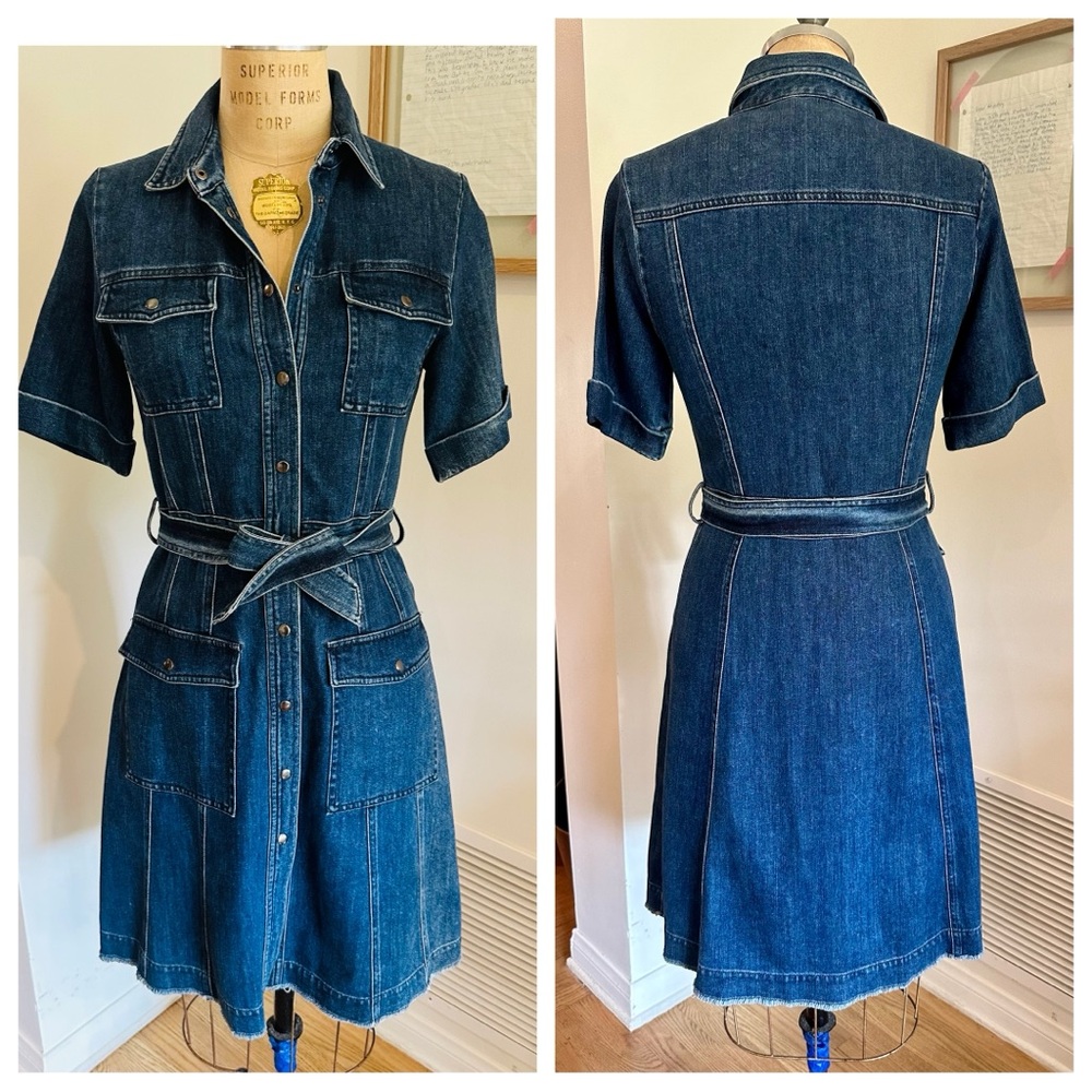 Sea New York - Blue Denim Belted Shirt Dress, Sz 0